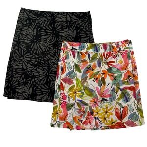 Rip Skirt Lot of 2 Womens Floral & Black Botanical Print A-Line Skirts Small